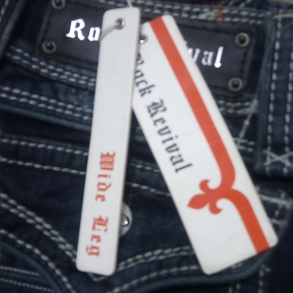 Rock Revival NWT Women's Jeans 27 Wide Leg Embellished Distressed - Picture 8 of 15